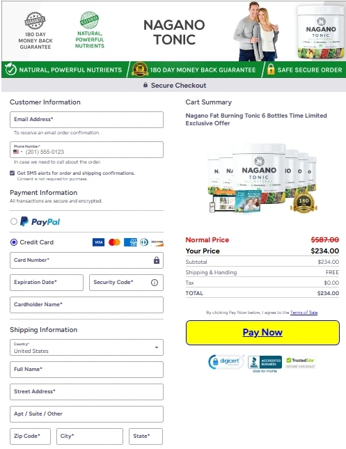 Nagano checkout page